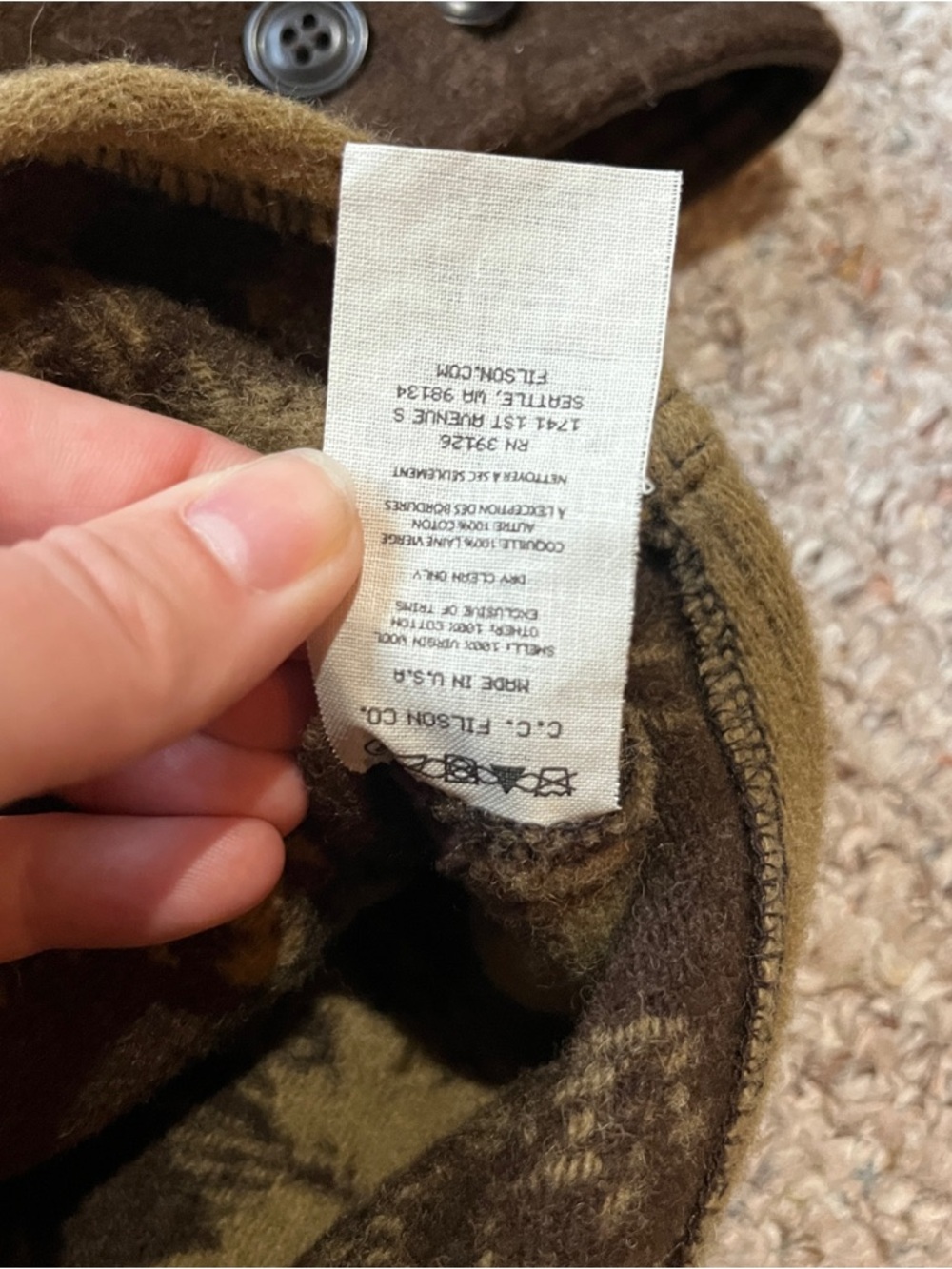 Filson moose jacquard heavyweight wool cruiser jacket brown button front Medium - Picture 5 of 12